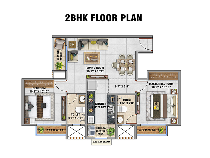 SPM Dream City Floor Plan - 1 BHK